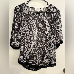 Chico's Black and White Geometric Women's Top, size 1
